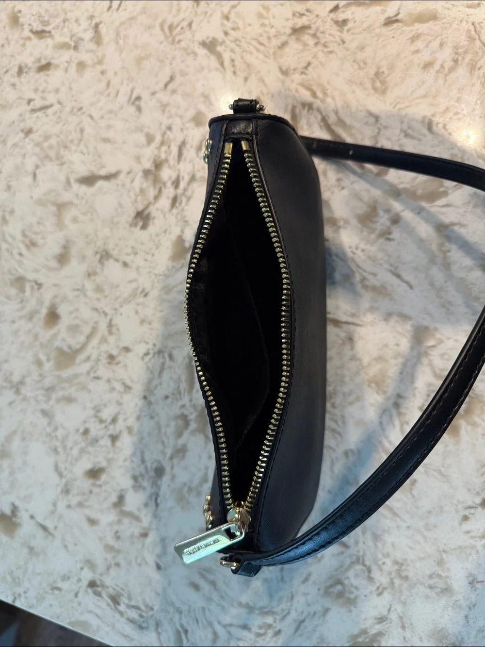 Michael Kors Black Shoulder Bag with Gold Studs